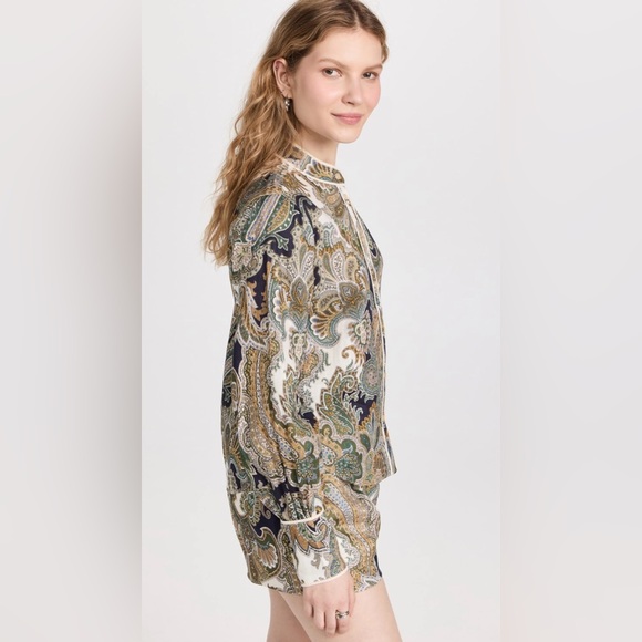 Veronica Beard Thorp Blouse in Army Multi - Picture 10 of 12